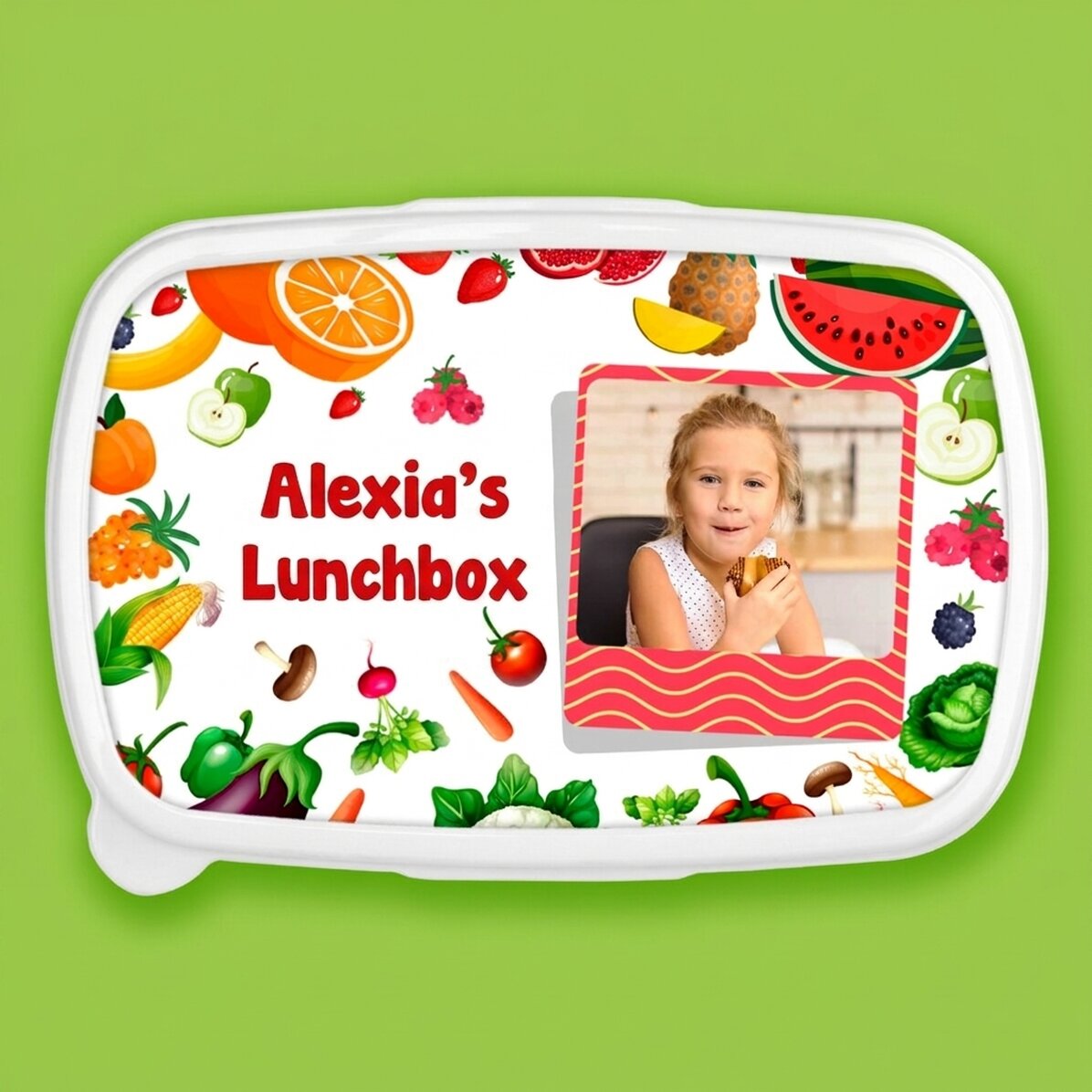 Contenitore per il pranzo, contenitore personalizzato con foto e testo - Frutta e verdura