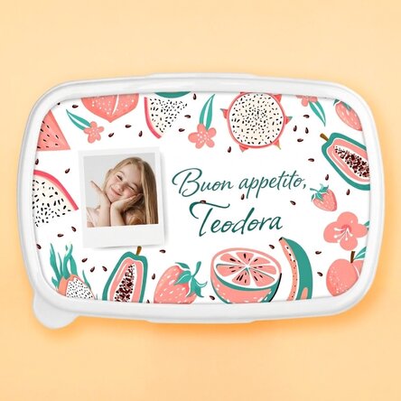 Contenitore per il pranzo, contenitore personalizzato con foto e messaggio - Frutta