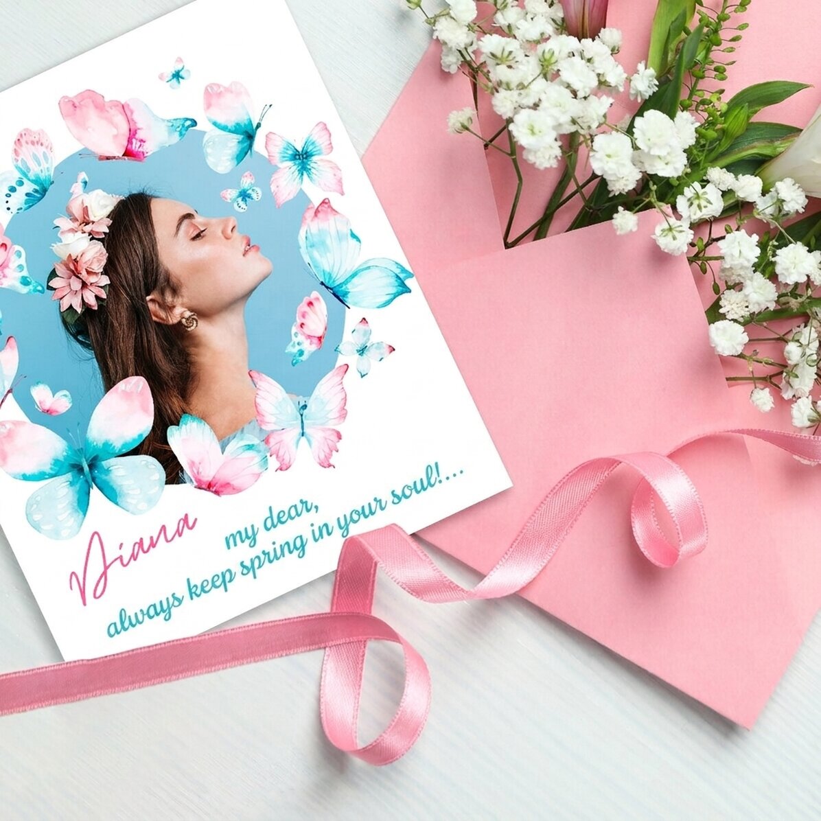 Foto personalizzata 10x12 cm con testo - Farfalle