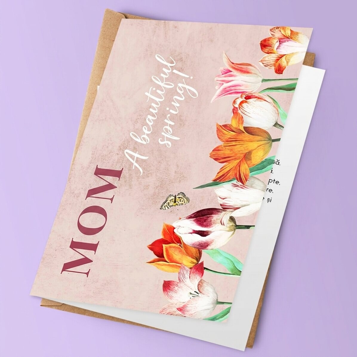 Biglietto di auguri personalizzato con testo - Tulips