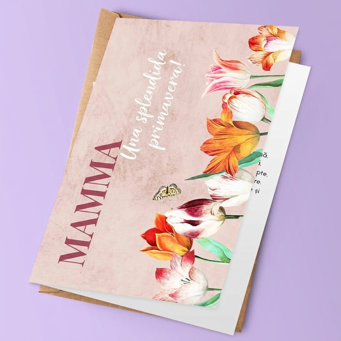 Biglietto di auguri personalizzato con testo - Tulips