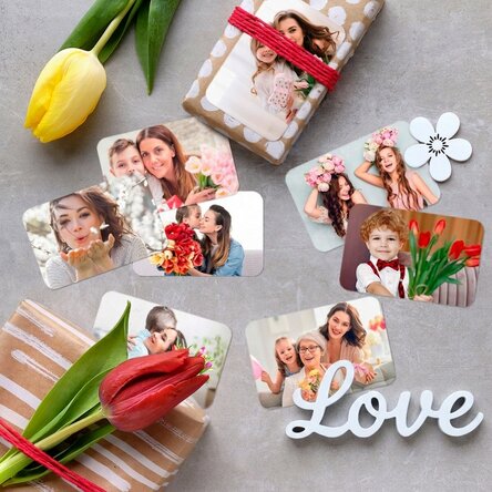Set di 8 adesivi (etichette autoadesive) personalizzati con foto