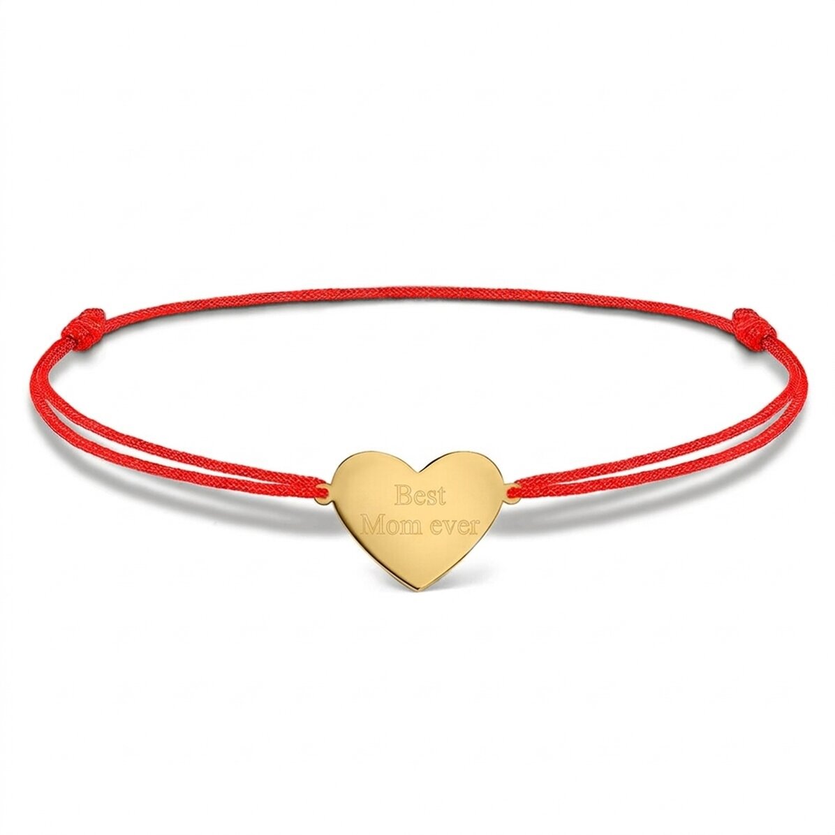 Braccialetto con cordoncino personalizzato - cuore 15x13 mm - argento 925 - La mamma migliore