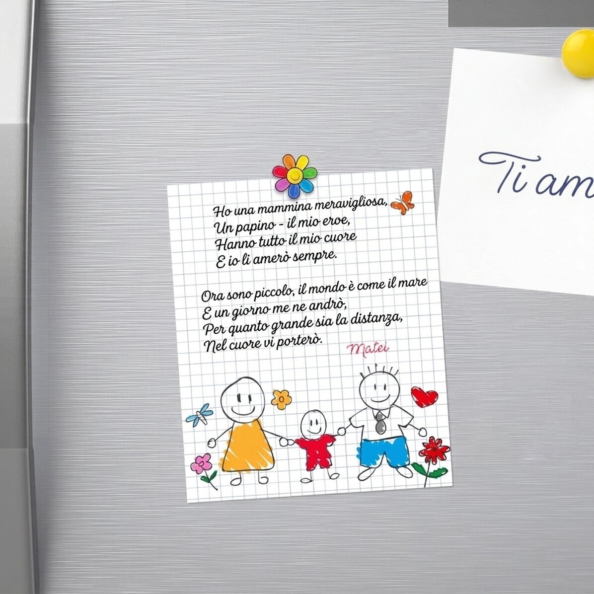 Magnete personalizzato 10x12 cm con una poesia per i genitori - Bambino