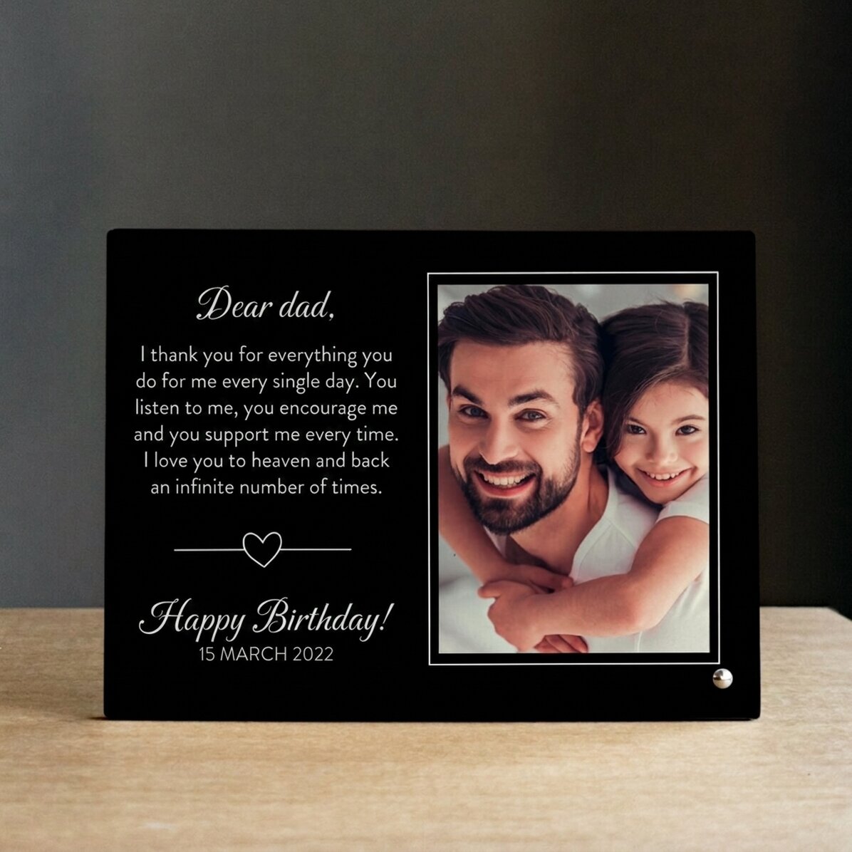 Cornice da scrivania personalizzata con una foto e un messaggio - Con affetto