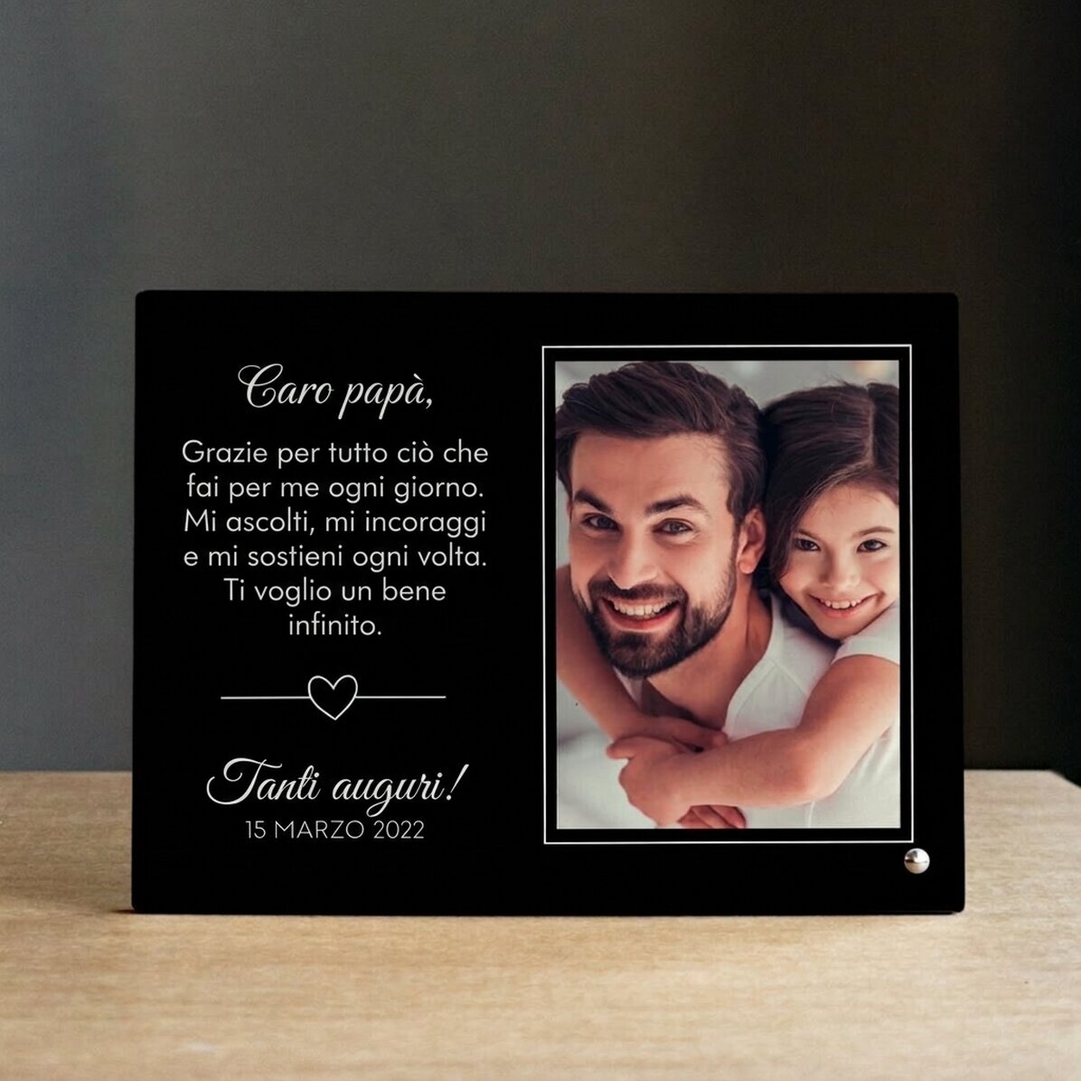 Cornice da scrivania personalizzata con una foto e un messaggio - Con affetto