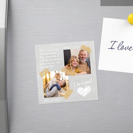 Magnete personalizzato 10x10 con 2 foto e testo - Time