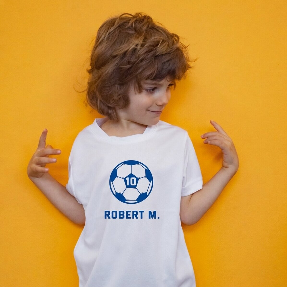 Maglietta sportiva per bambini personalizzata con scritta - Pallone da calcio
