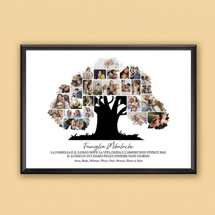 Quadro personalizzato in formato orizzontale con foto e testo - La nostra famiglia