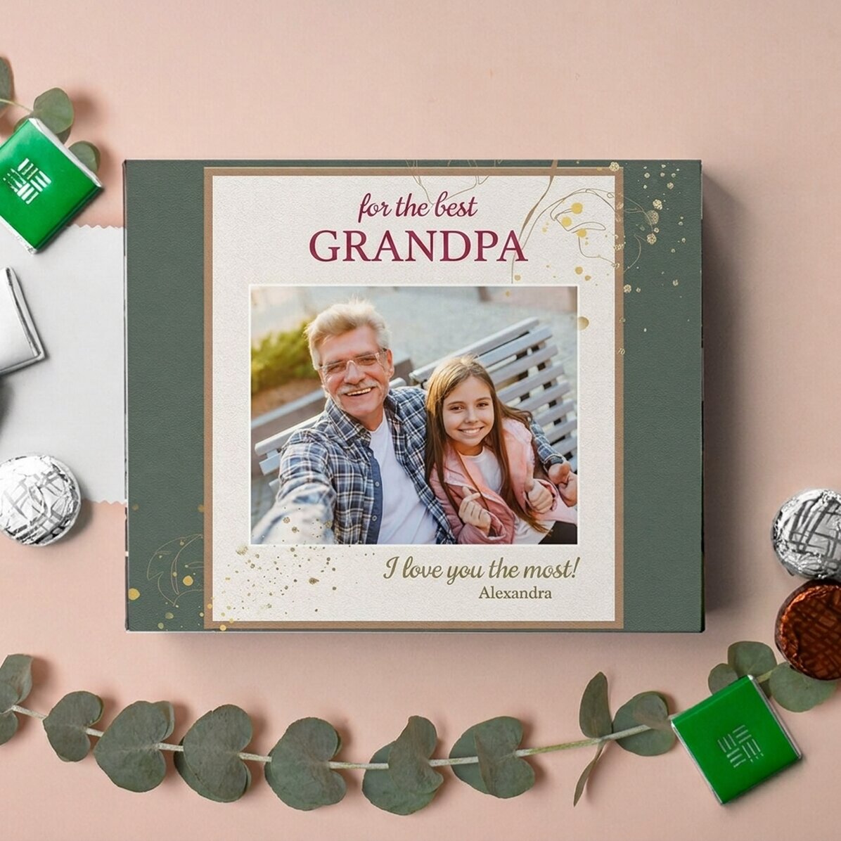 Scatola di cioccolatini personalizzata con foto e messaggio - per il NONNO più speciale