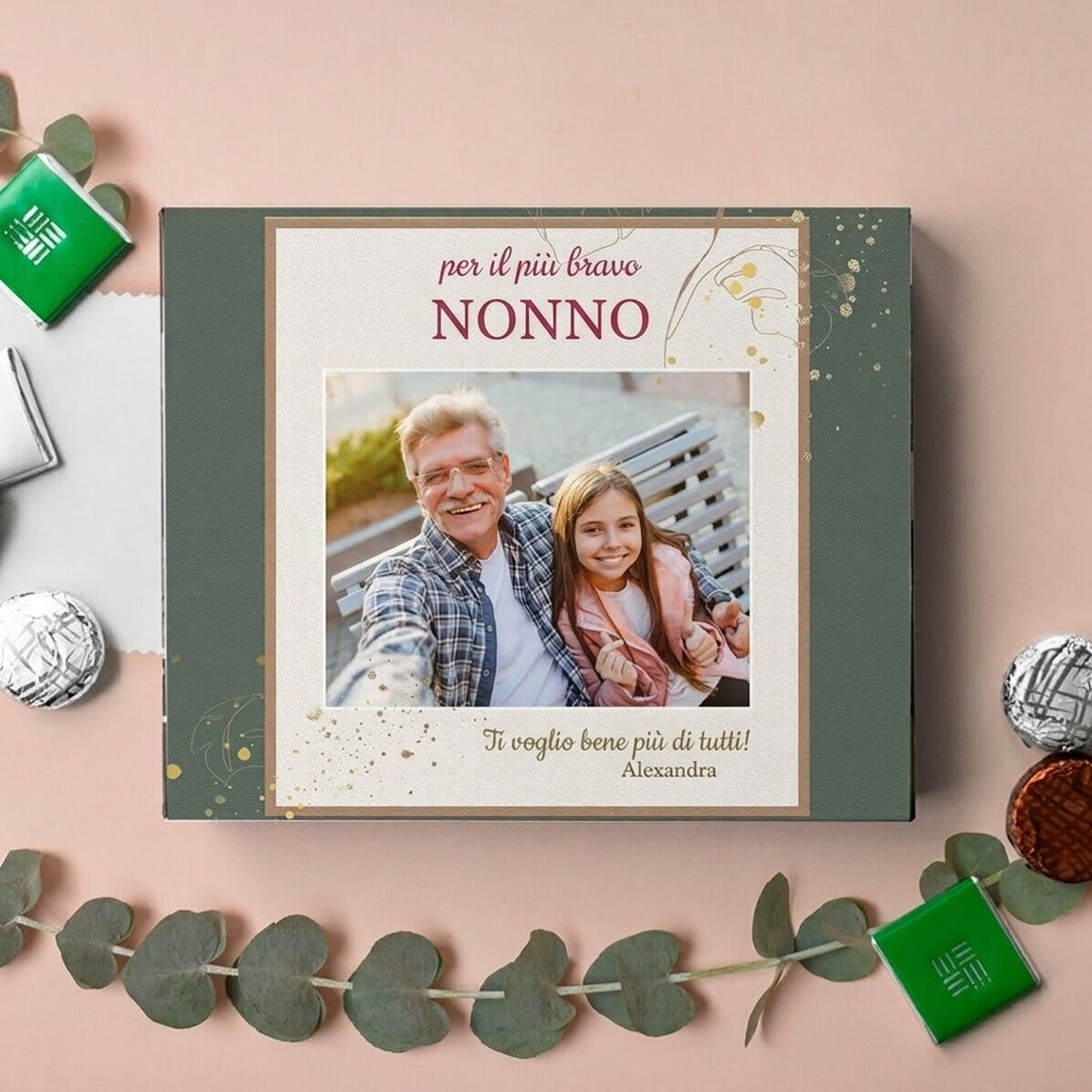 Scatola di cioccolatini personalizzata con foto e messaggio - per il NONNO più speciale