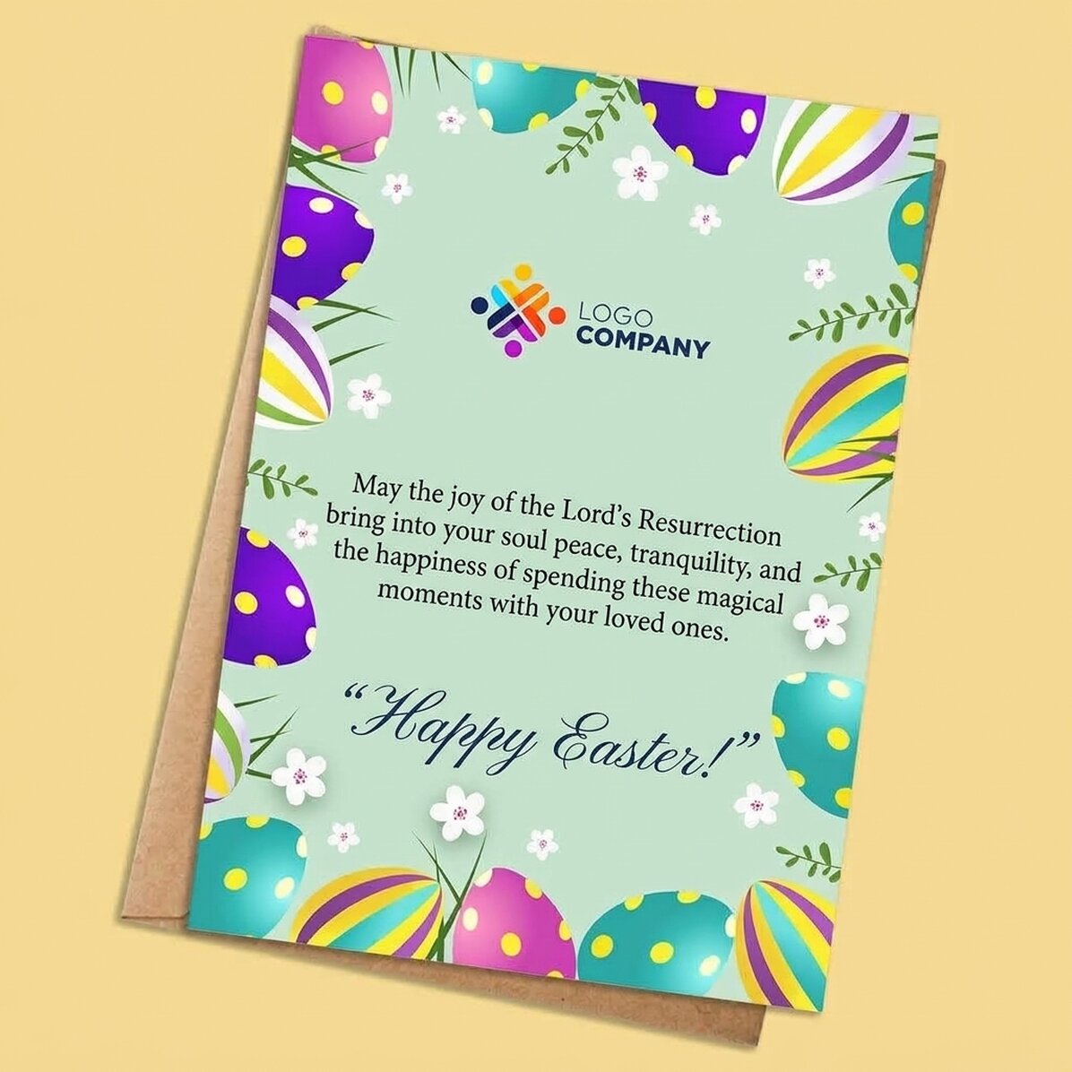 Biglietto personalizzato con testo e logo - Buona Pasqua