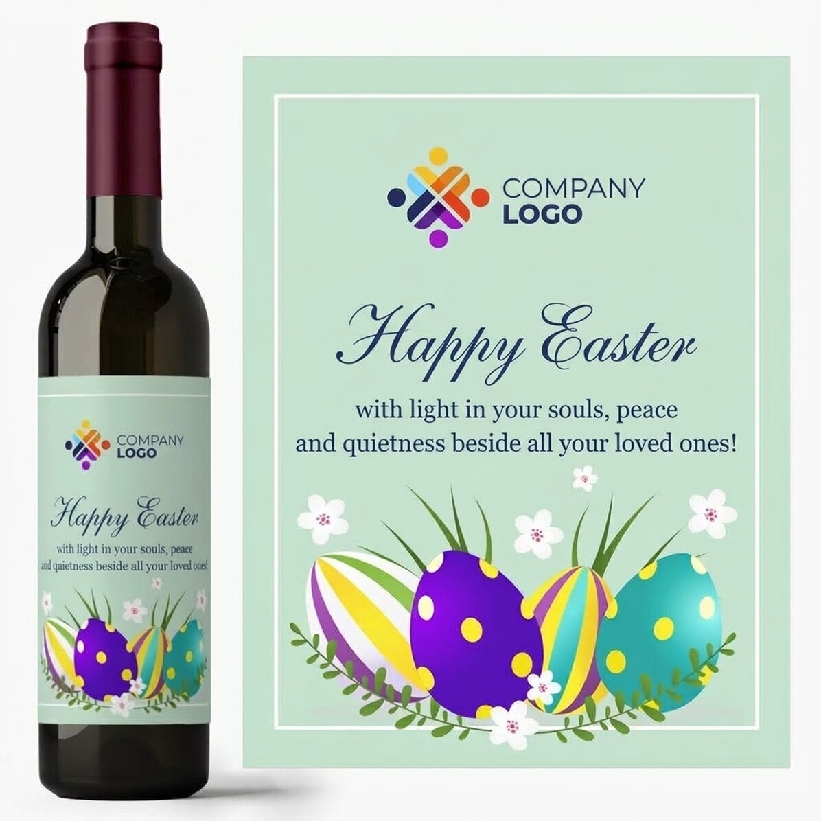 Vino personalizzato con logo e testo - Buona Pasqua