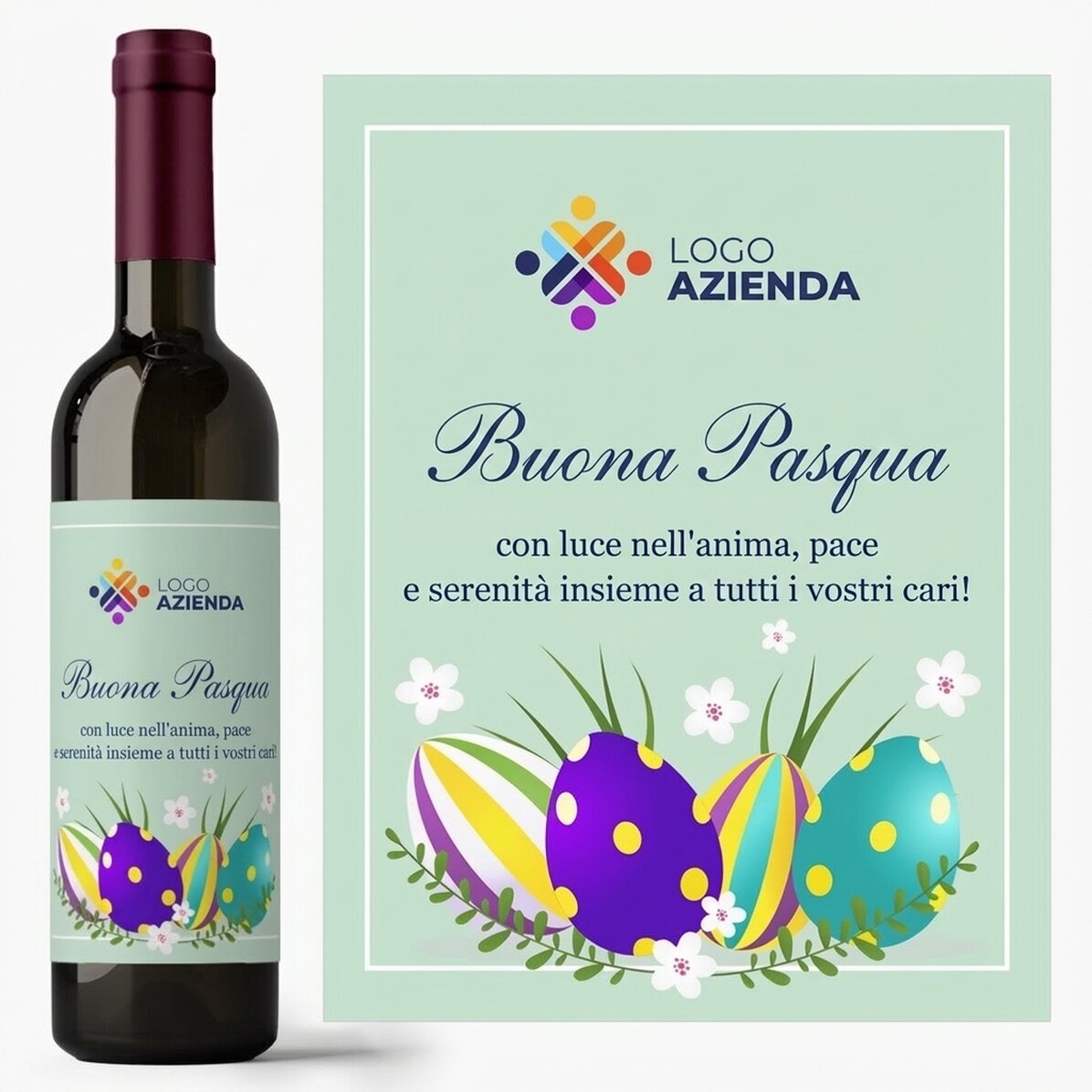 Vino personalizzato con logo e testo - Buona Pasqua
