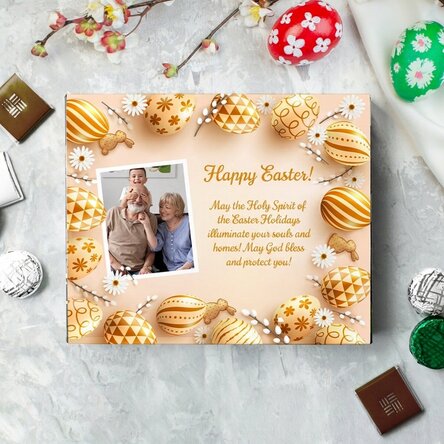 Scatola di caramelle personalizzata con una foto e un messaggio - Buona Pasqua!