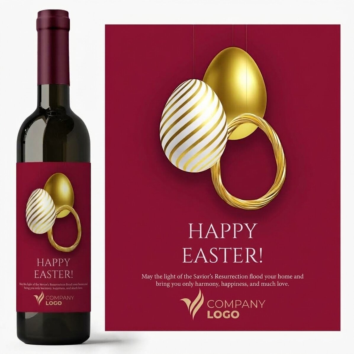 Vino personalizzato con testo e logo - Buona Pasqua!