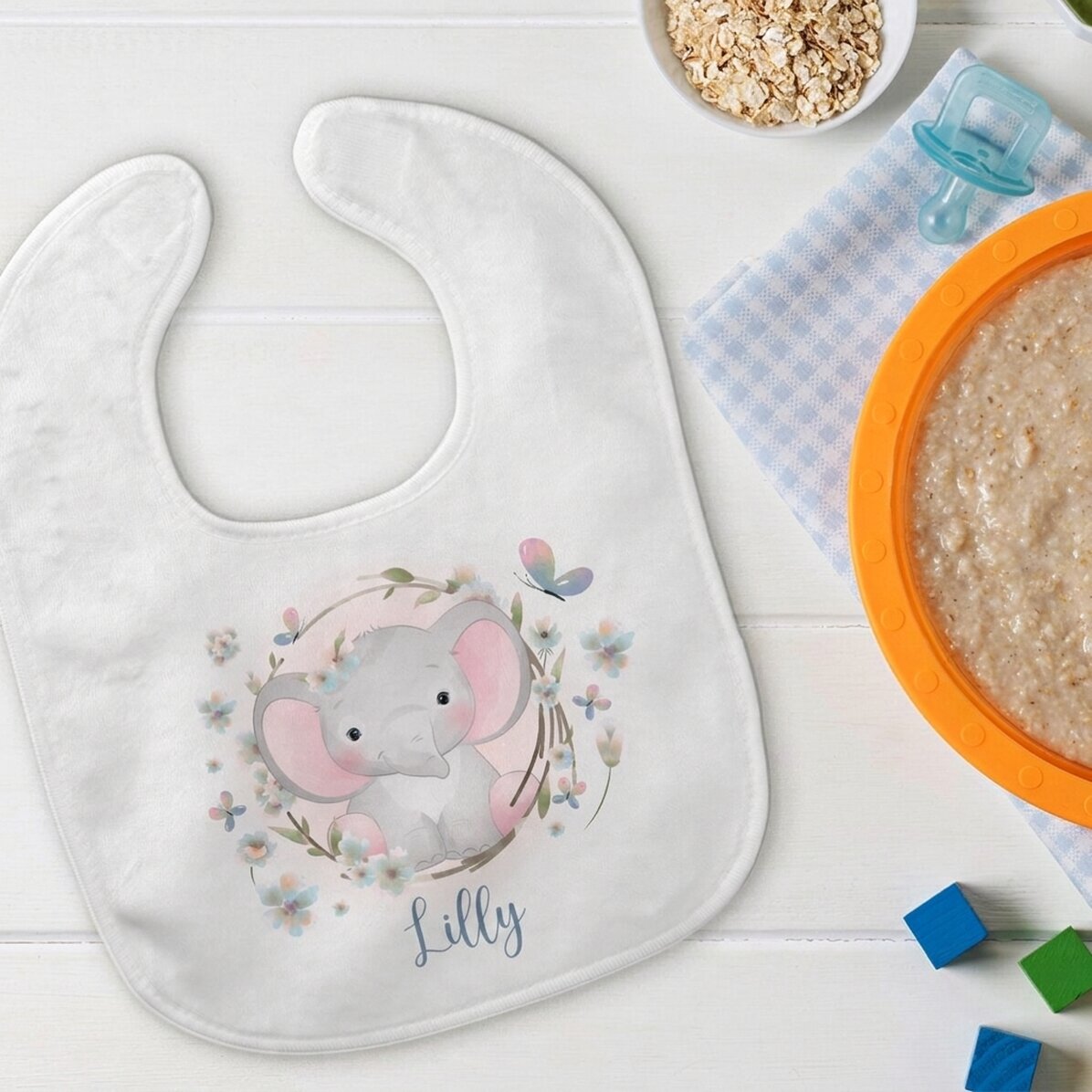 Bavaglino personalizzato con nome - Little elephant