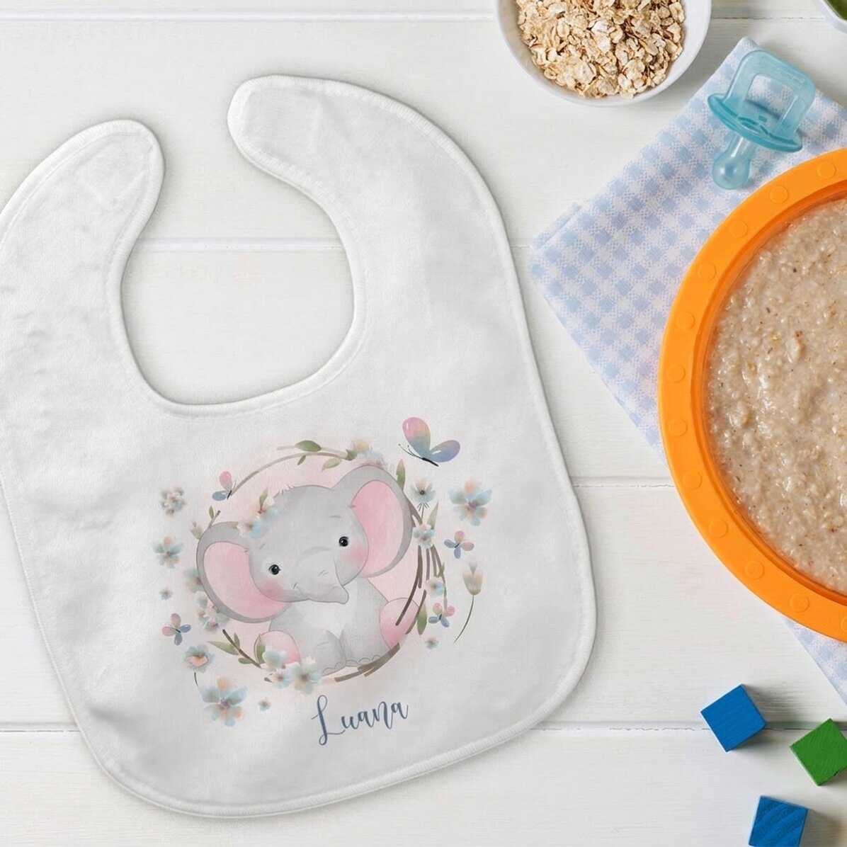 Bavaglino personalizzato con nome - Little elephant
