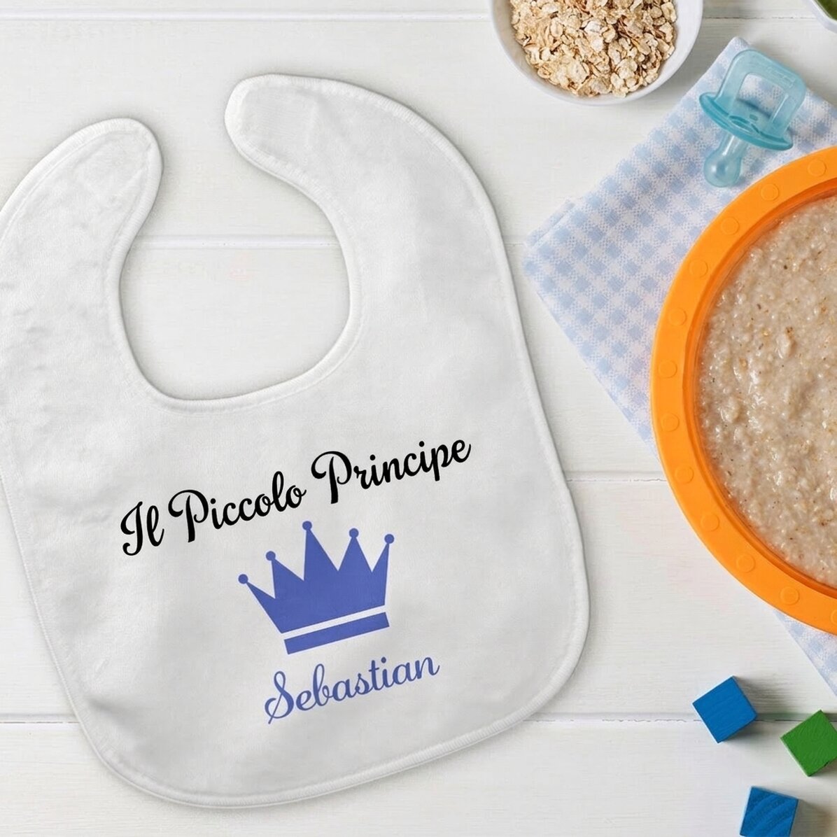 Bavaglino personalizzato con nome - Corona