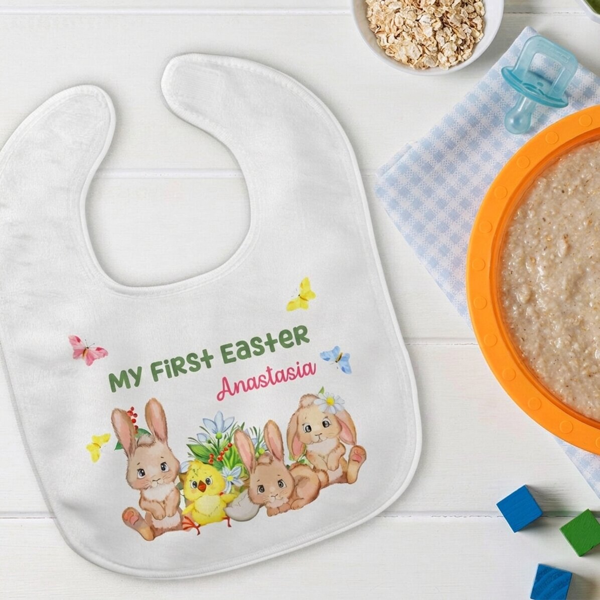 Bavaglino personalizzato con scritta - Prima Pasqua
