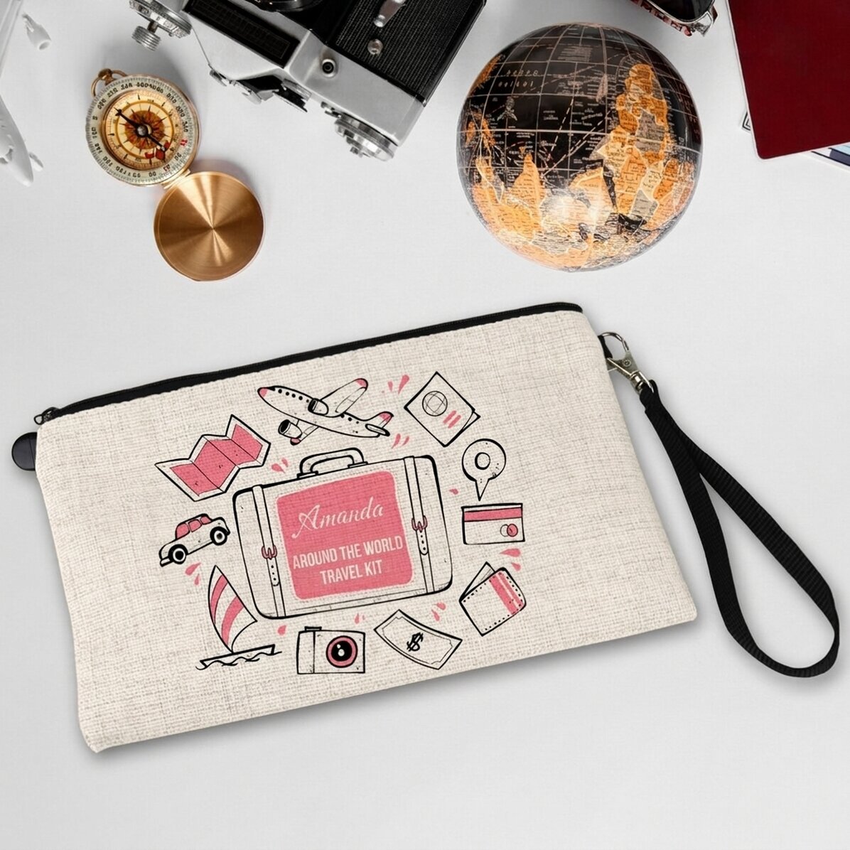Set di accessori personalizzato con scritta - In giro per il mondo