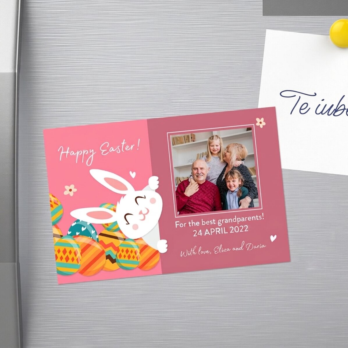 Magnete personalizzato 10x15 cm con testo e foto - Coniglietto pasquale