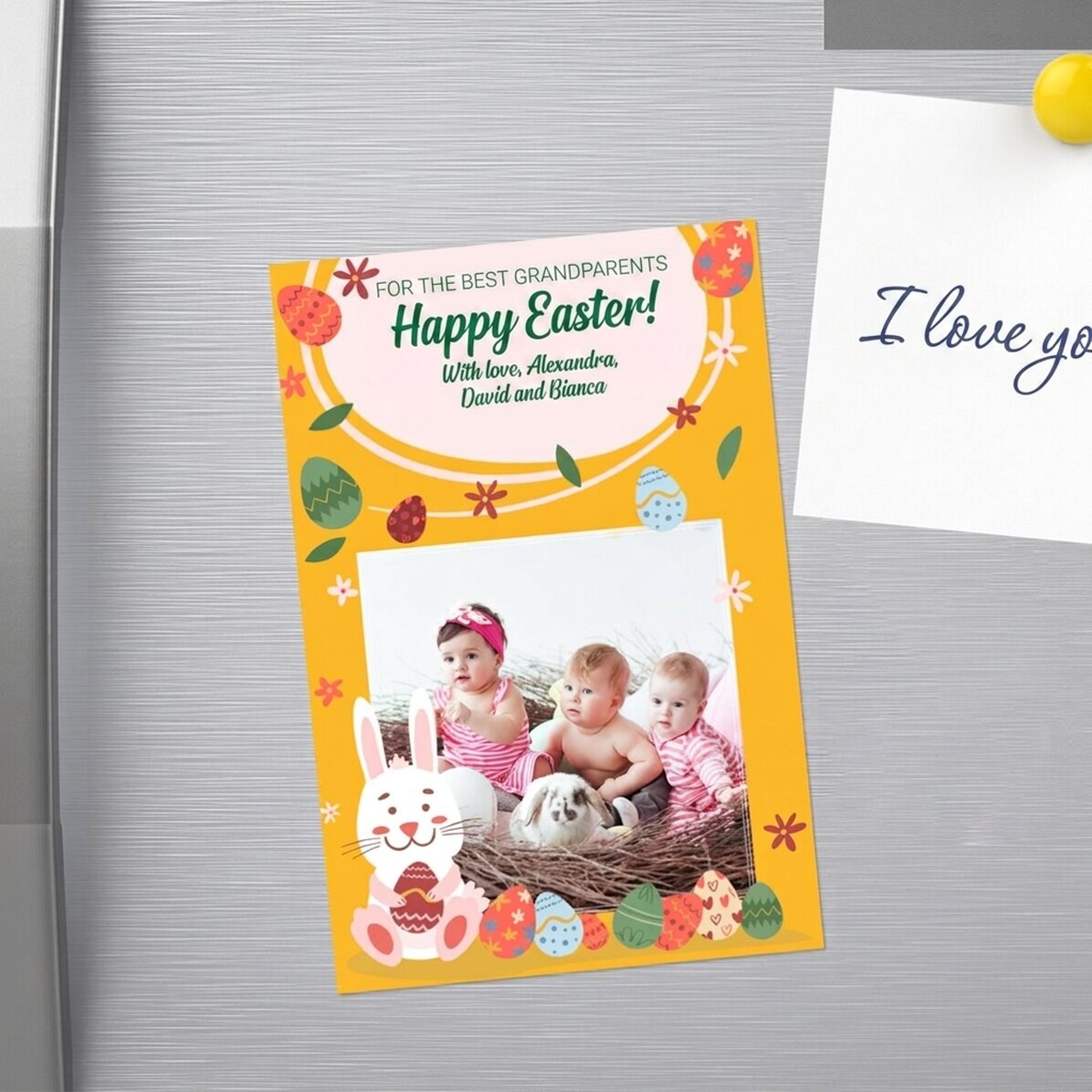 Magnete personalizzato 10x15 cm con testo e foto - Buona Pasqua