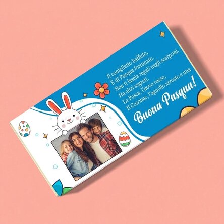 Cioccolato personalizzato con testo e foto - Buona Pasqua!