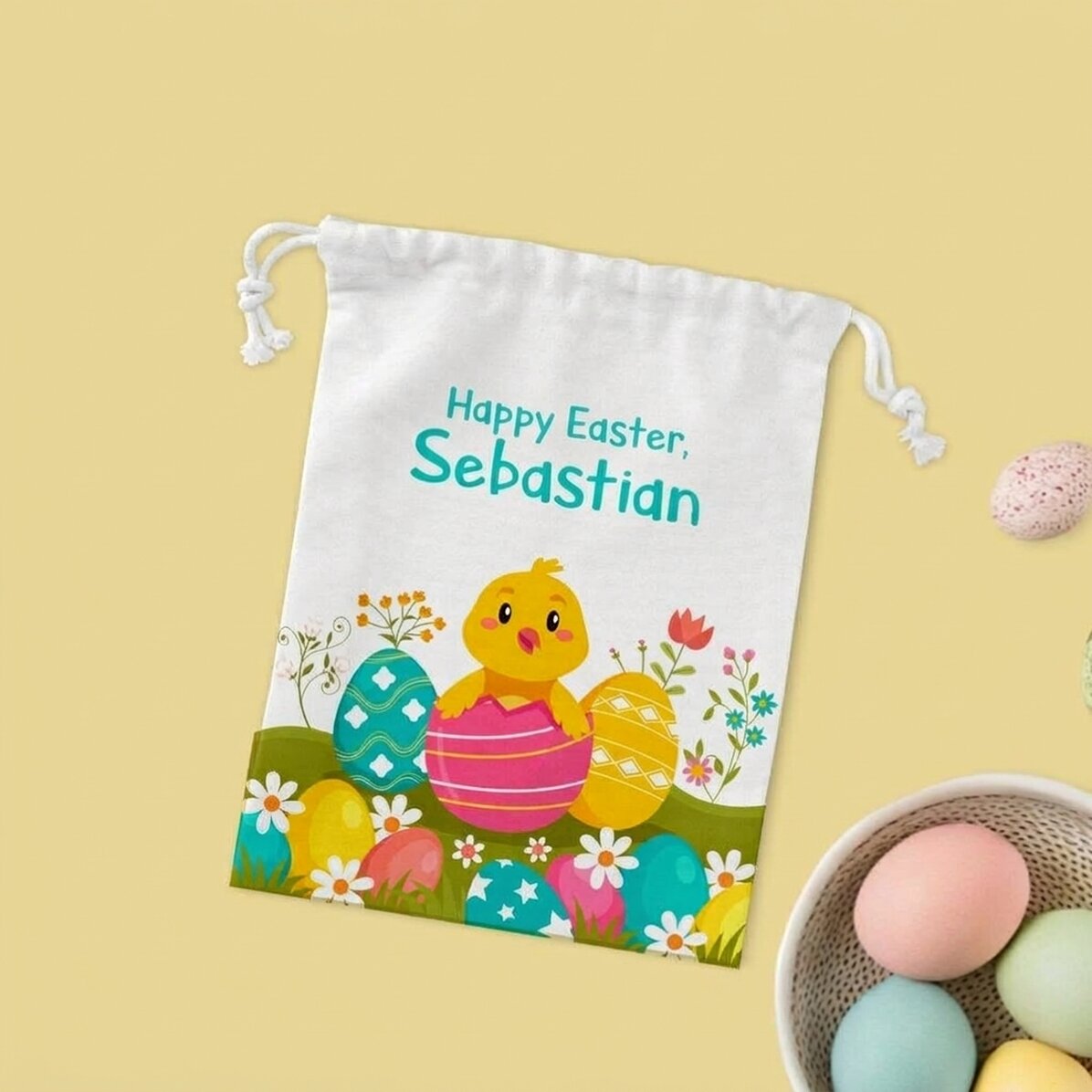 Piccolo sacchetto regalo personalizzato con scritta - Pasqua