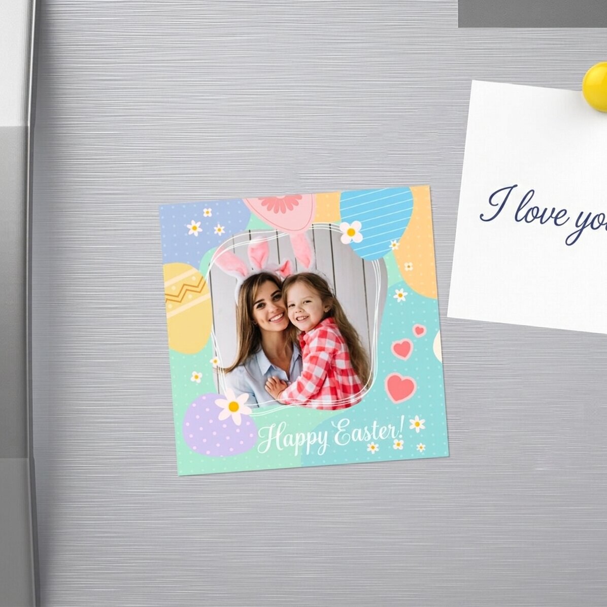 Magnete 10x10 personalizzato con foto e testo - Buona Pasqua