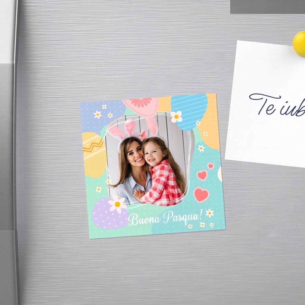 Magnete 10x10 personalizzato con foto e testo - Buona Pasqua