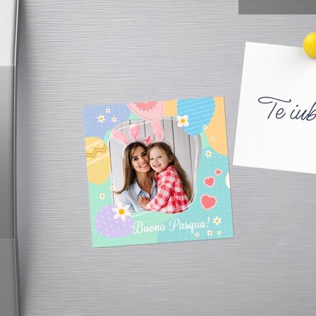 Magnete 10x10 personalizzato con foto e testo - Buona Pasqua