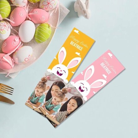 Personalised bookmark with a photo and message - Bunny