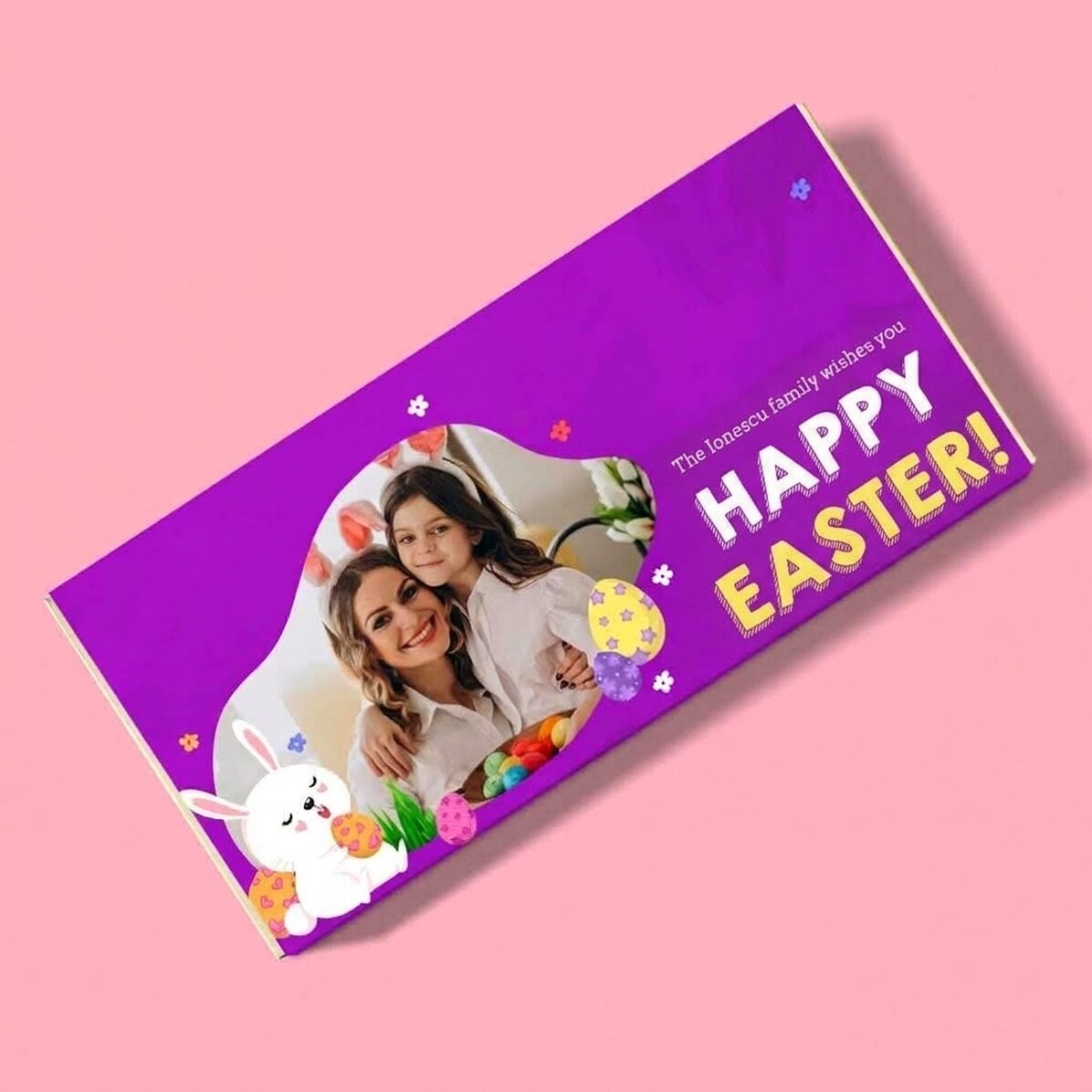 Cioccolato personalizzato con testo e foto - Coniglietto