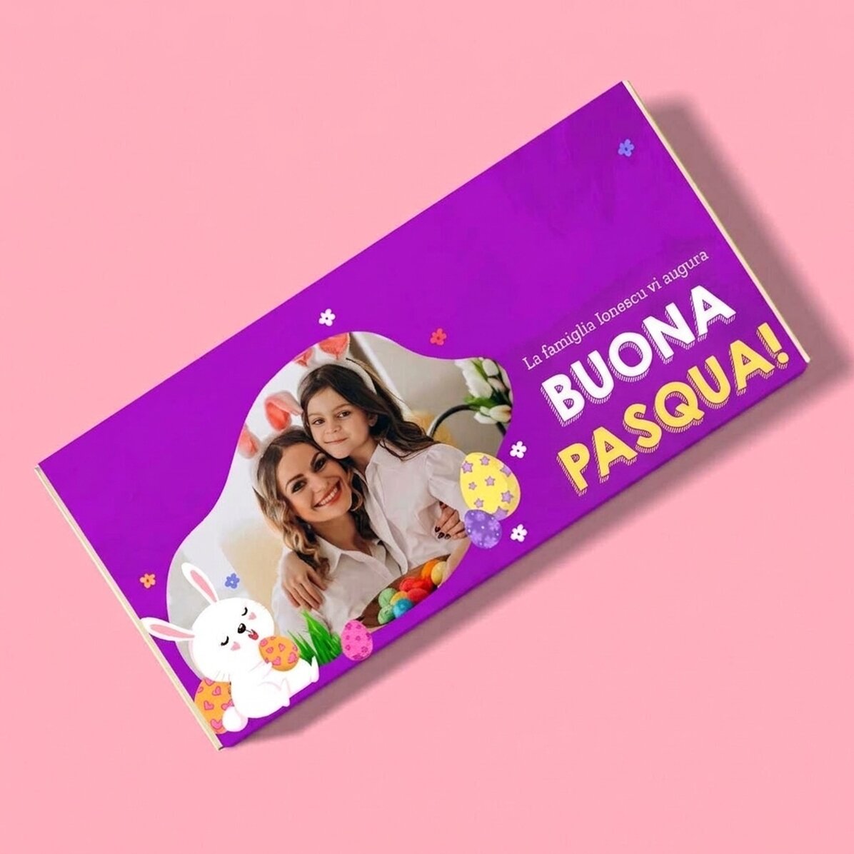 Cioccolato personalizzato con testo e foto - Coniglietto