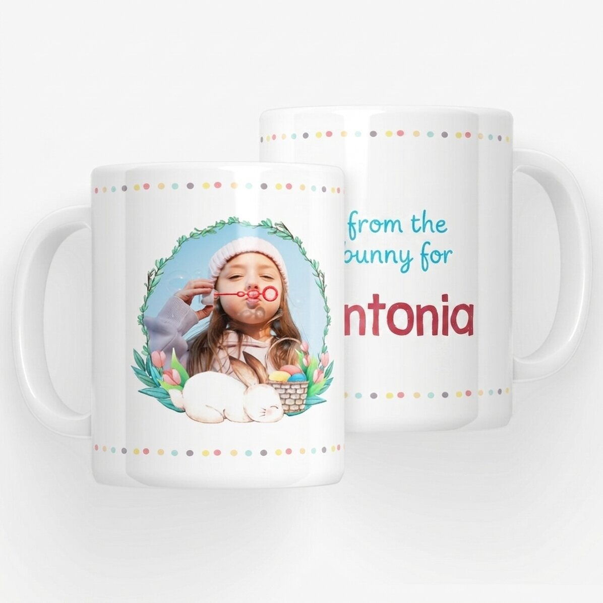 Tazza personalizzata con nome e foto - Da parte del coniglietto