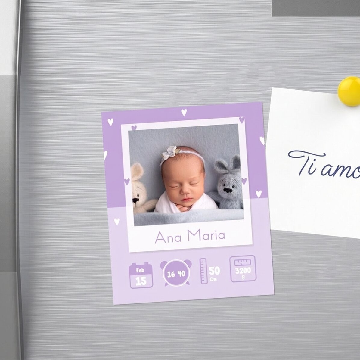 Magnete personalizzato 10x12 cm con foto e testo - Baby