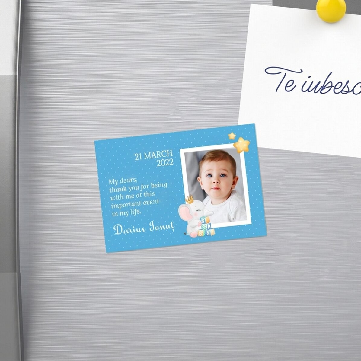 Magnete personalizzato 10x7 cm con foto e testo - Ricordo del battesimo
