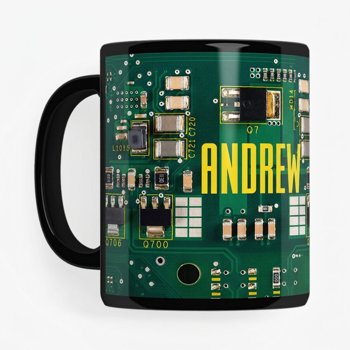 Tazza nera personalizzata con scritta per gli appassionati di elettronica - Motherboard
