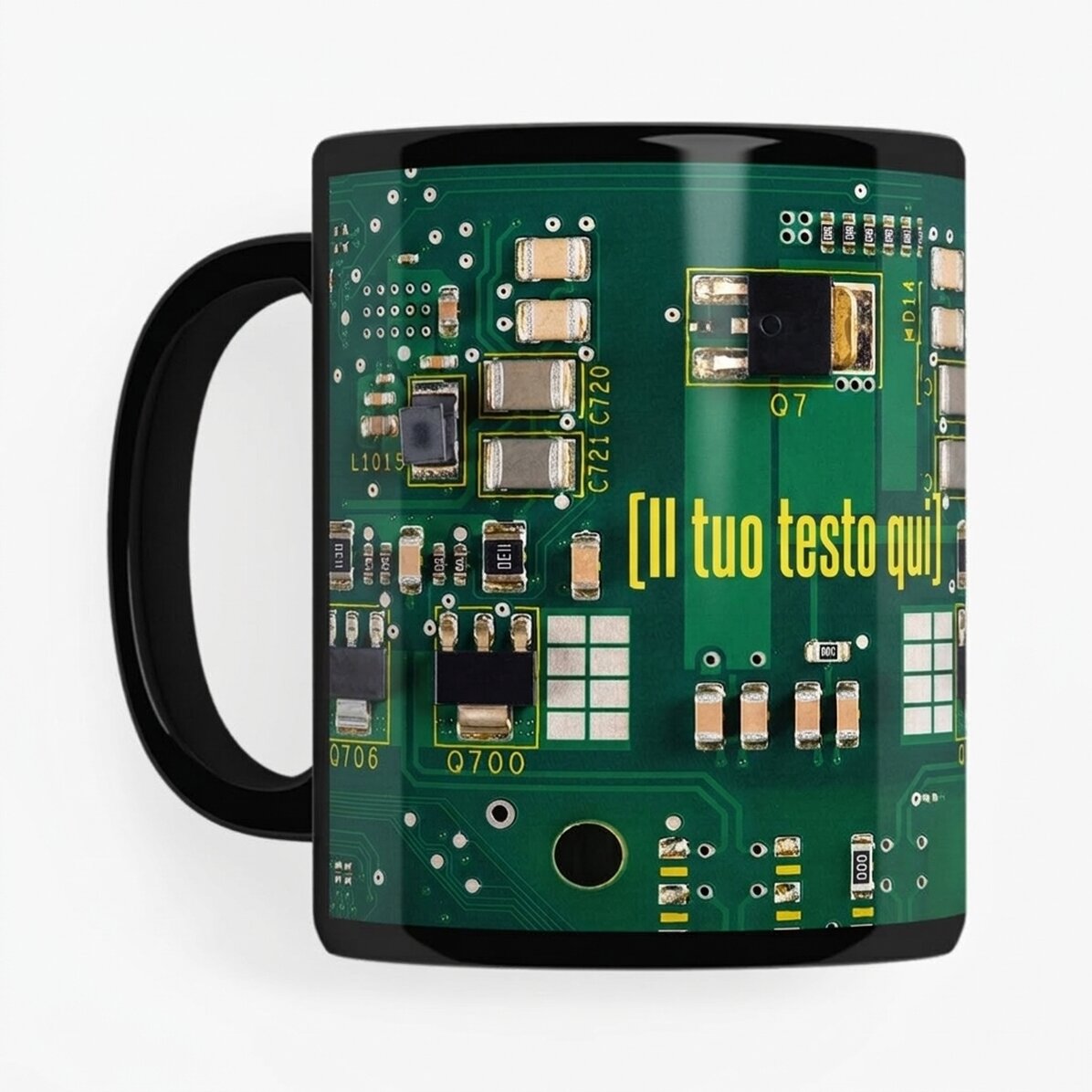 Tazza nera personalizzata con scritta per gli appassionati di elettronica - Motherboard
