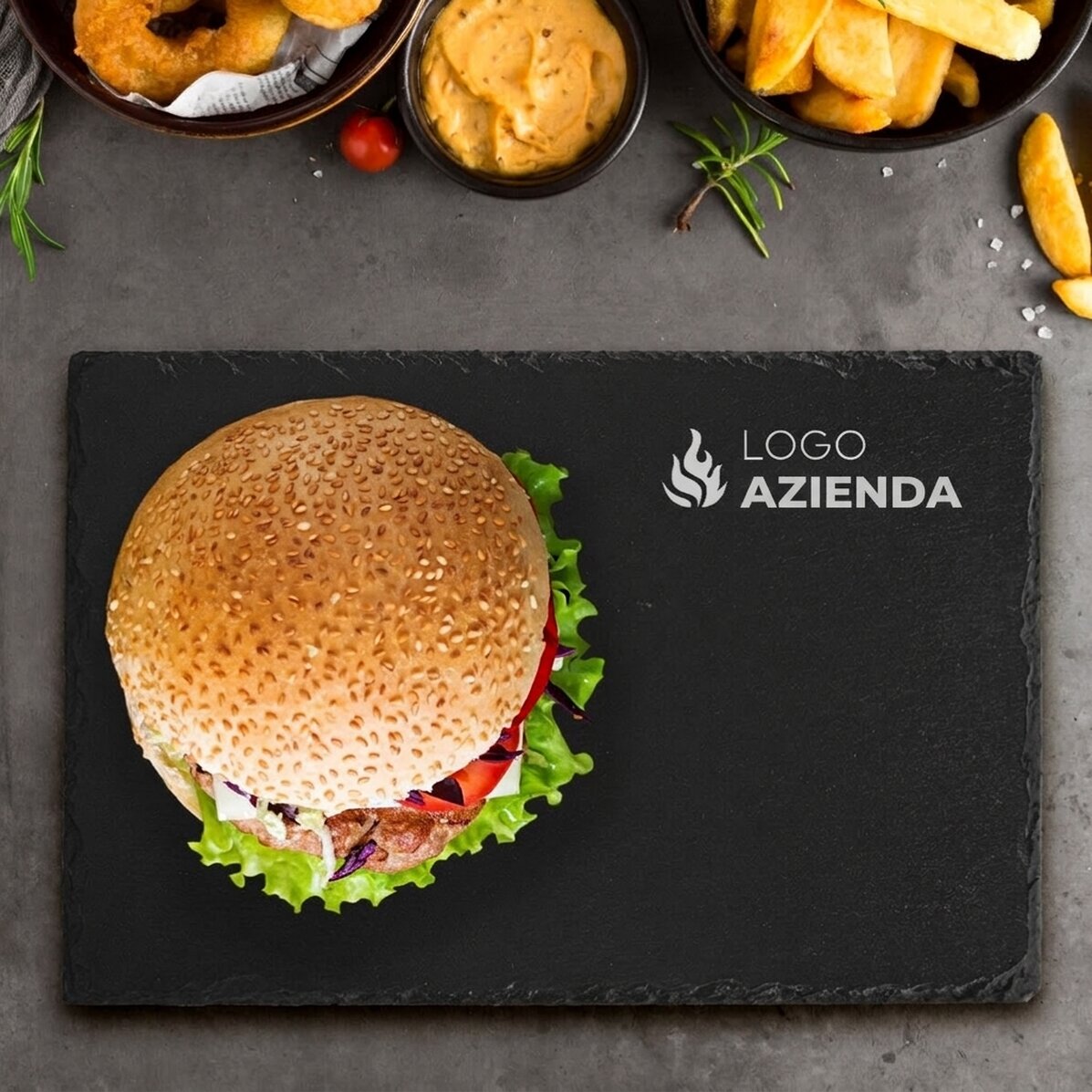 Tavola di ardesia incisa - Personalizzata con logo