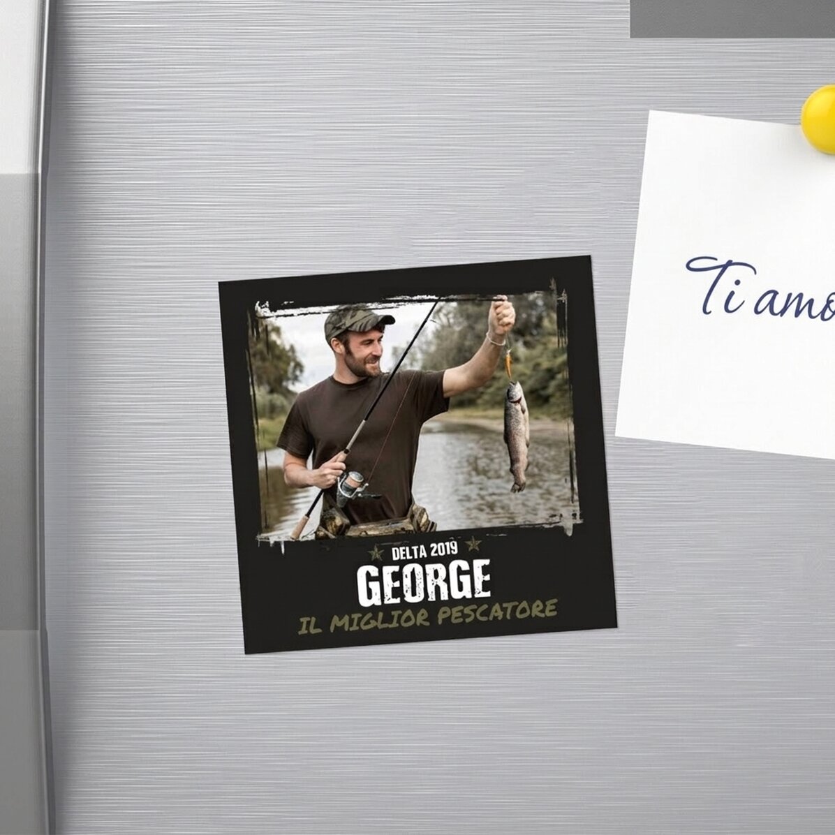 Magnete 10x10 personalizzato con foto e testo - Il miglior pescatore