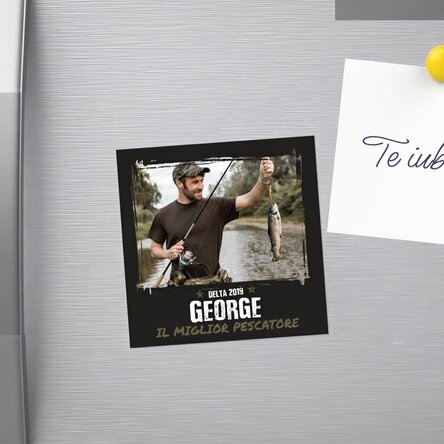 Magnete 10x10 personalizzato con foto e testo - Il miglior pescatore