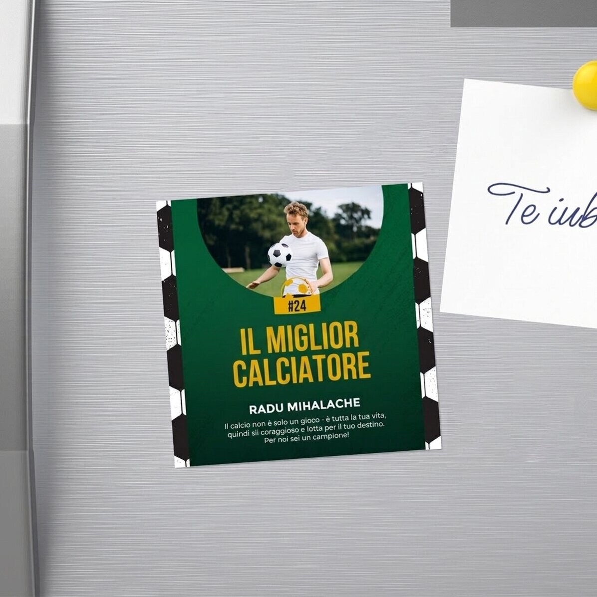 Magnete 10x10 personalizzato con foto e testo - Calcio