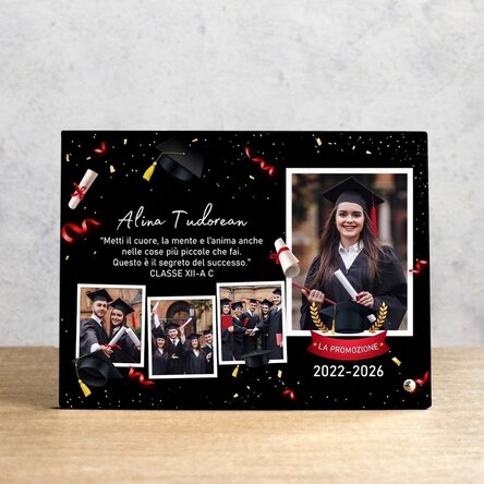 Cornice da scrivania personalizzata con 4 foto e una dedica per i neolaureati