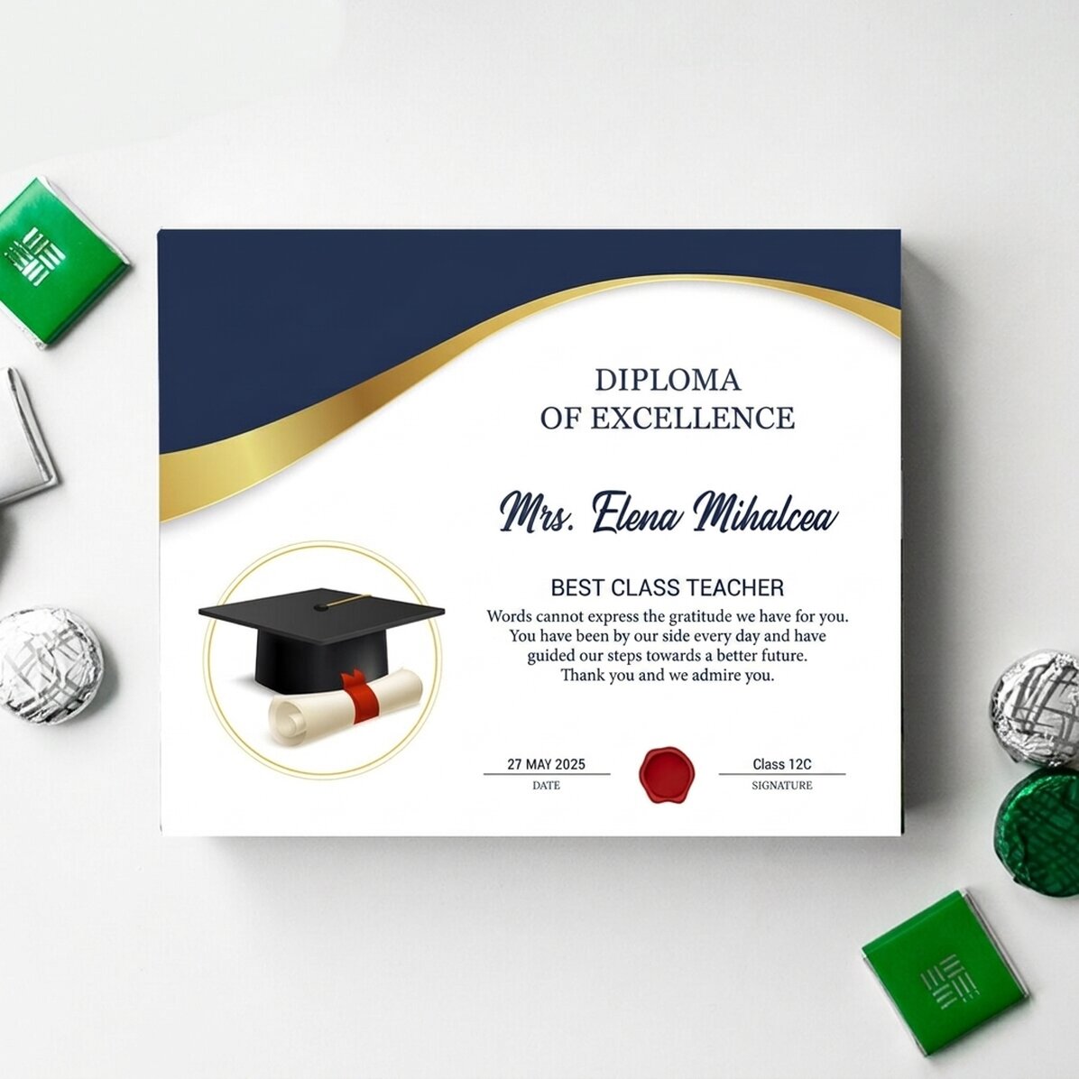 Scatola di caramelle personalizzata con dedica per gli insegnanti - Laurea