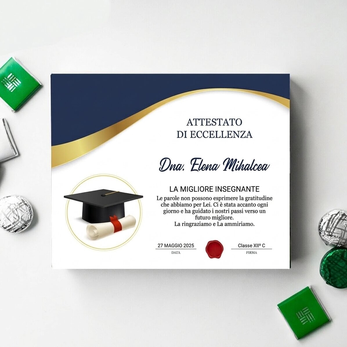 Scatola di caramelle personalizzata con dedica per gli insegnanti - Laurea