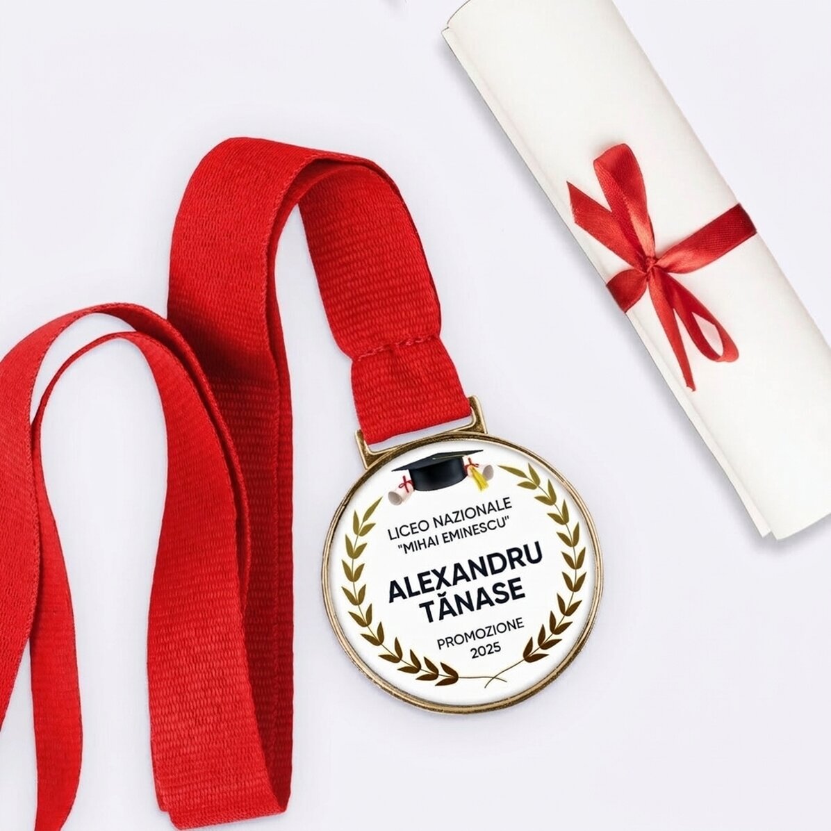 Medaglia personalizzata con dedica - Auguri per la laurea
