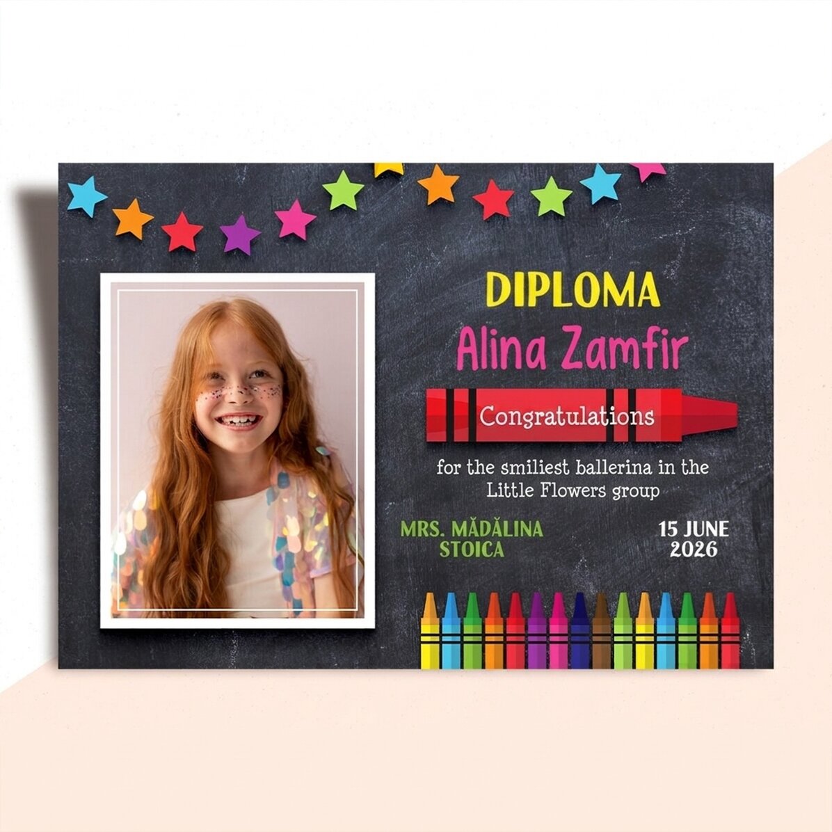 Diploma personalizzato con testo e foto per i più piccoli