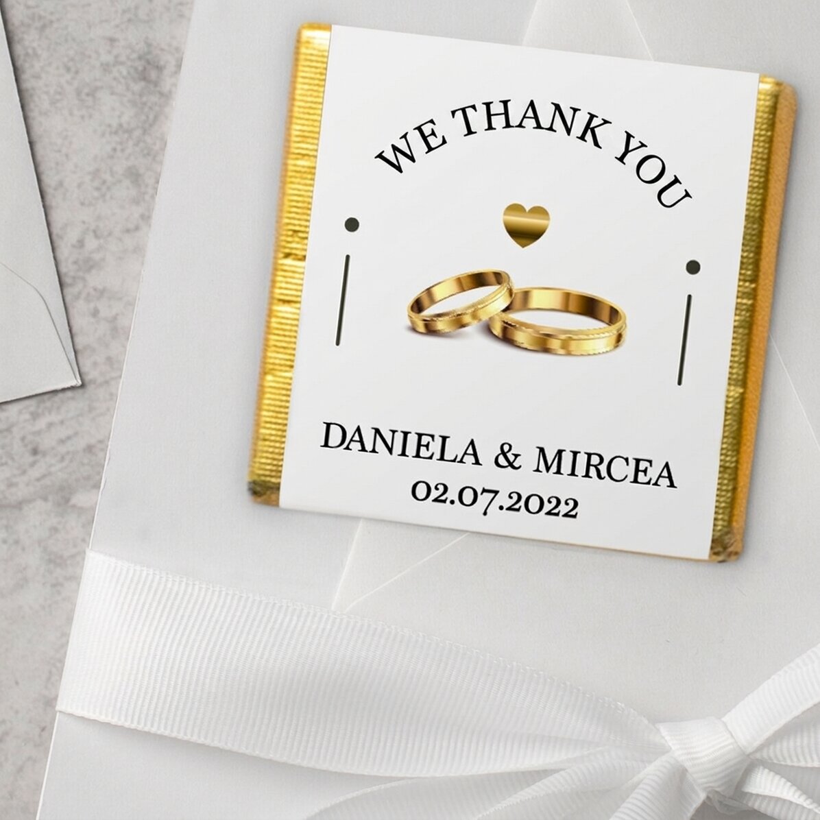 Mini cioccolatino personalizzato per bomboniera di nozze con scritta - Grazie